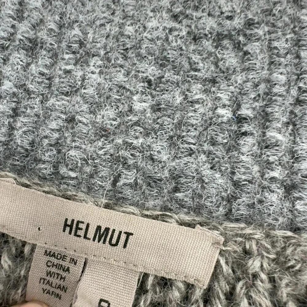 Helmut Lang Sweater Womens P Brown Italian Yarn Knit V-Neck High Low Minimalist